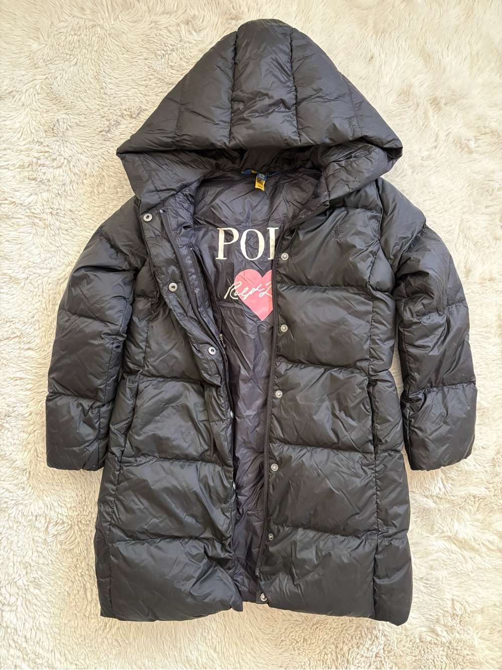 Ralph Lauren Kids Black Hooded Puffer Coat